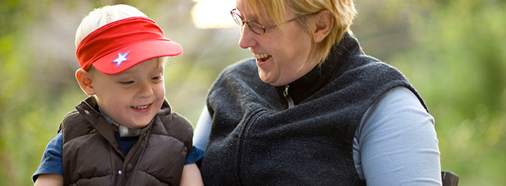 mother and child outdoors spending time together