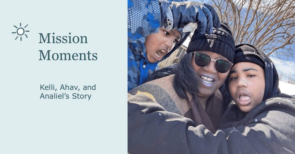 Kelli Lewis with her children, sharing her caregiver story with Imagine Pediatrics